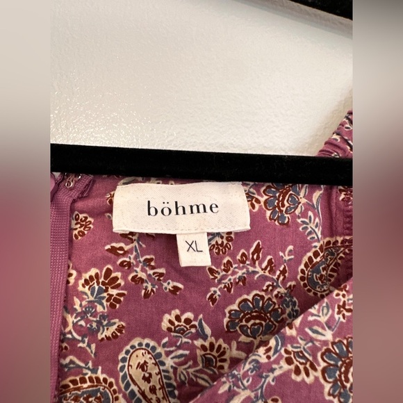 Bohme Floral Cotton Puff Sleeve Midi Dress size XL purple - Picture 4 of 6